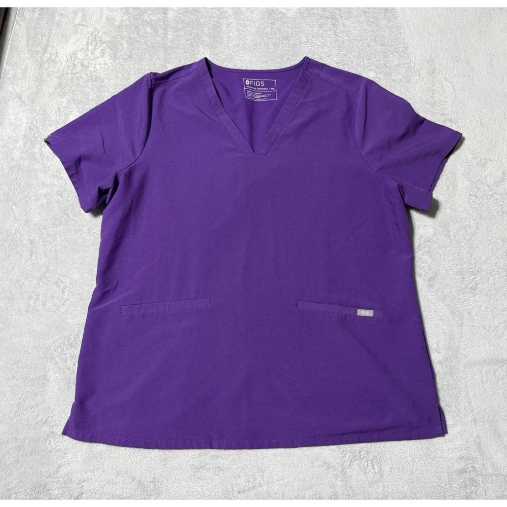FIGS Casma Women's XXL Scrub Shirt 3‎ Pocket Top RN Healthcare Purple 1705